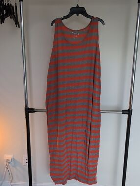 Just Love Sleeveless Striped Maxi Dress in Coral and Gray